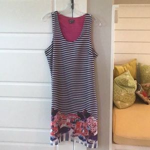 Boutique Italian Greek seaside print shift dress size 12. Dry clean
